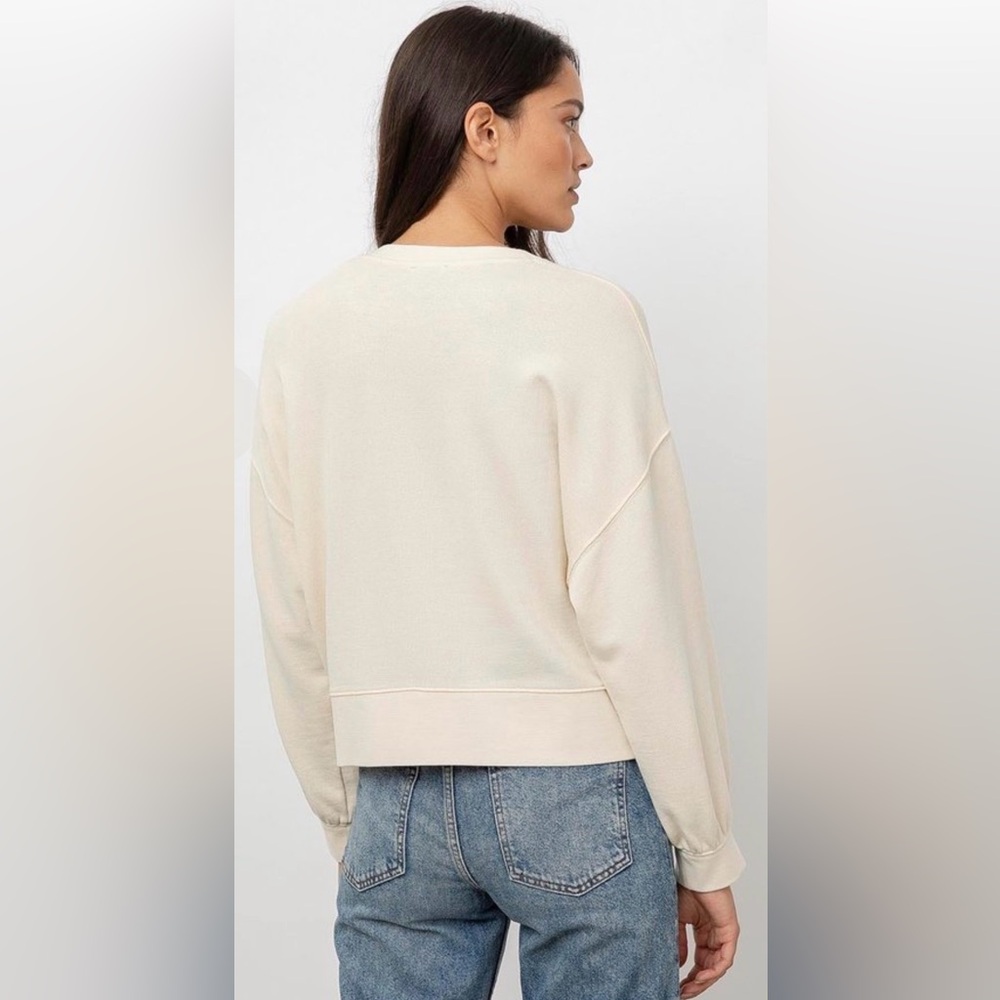 Rails Erin Henley Sweatshirt Ivory Small - Picture 2 of 11